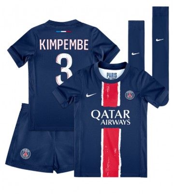 Paris Saint-Germain Presnel Kimpembe #3 Primera Equipación Niños 2024-25 Manga Corta (+ Pantalones cortos)